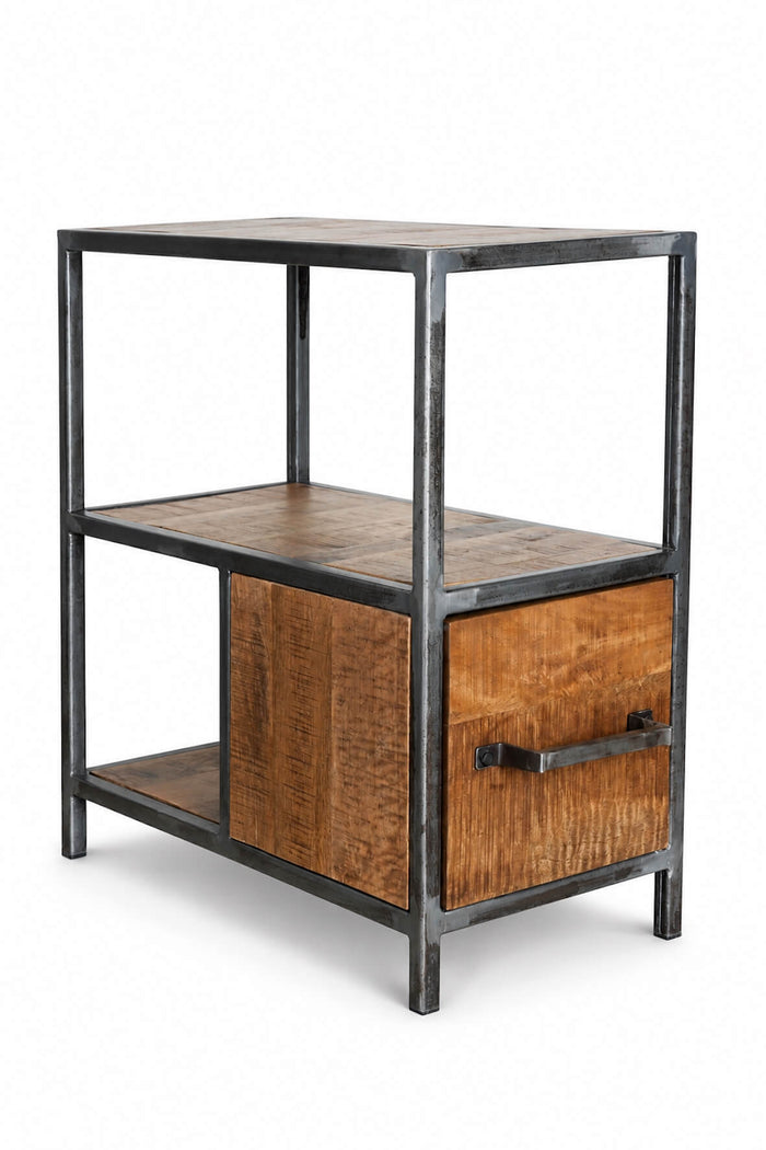 Saw Cut Sofa End Table - Distressed