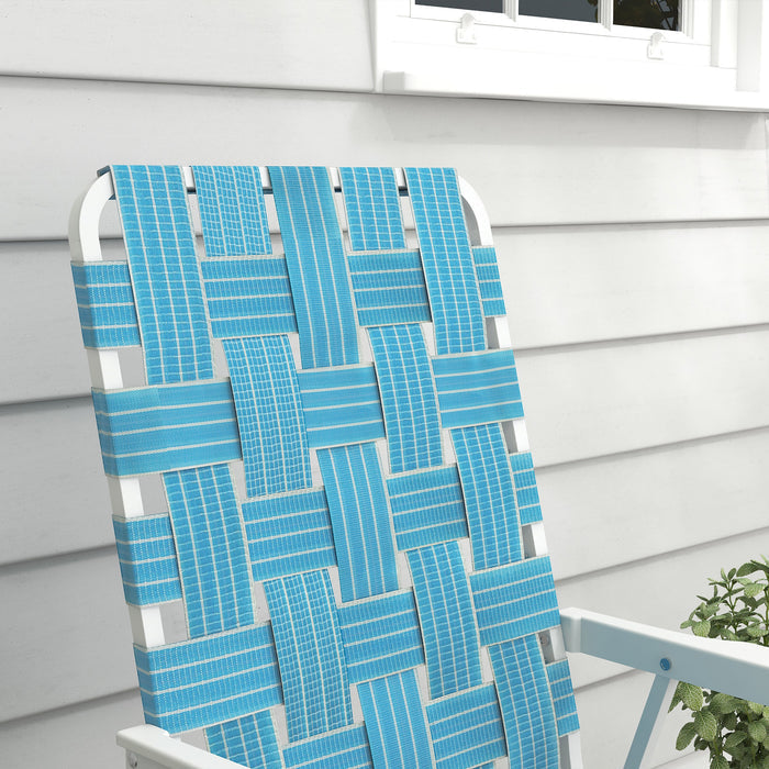 Set of 4 Patio Folding Chairs, Classic Outdoor Camping Chairs, Portable Lawn Chairs w/ Armrests, Blue