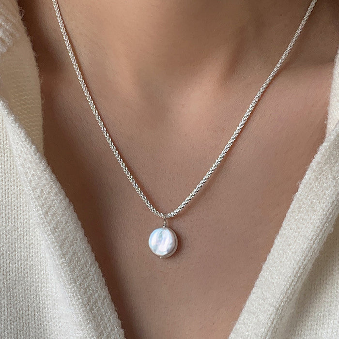 Sterling Silver Baroque Pearl Necklace - Natural Freshwater Pearl Jewelry for Women