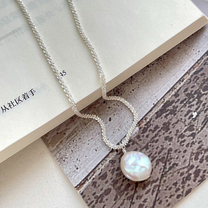 Sterling Silver Baroque Pearl Necklace - Natural Freshwater Pearl Jewelry for Women