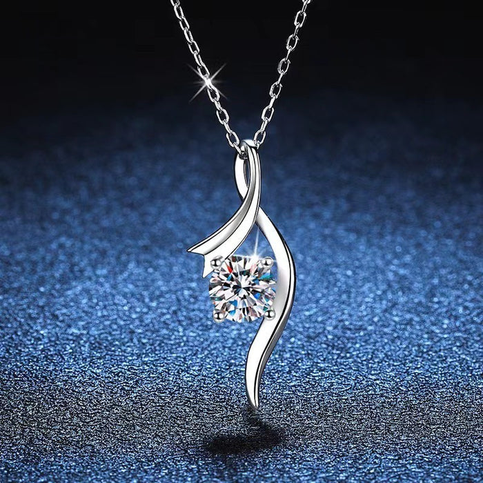 Sterling Silver Diamond Necklace - Classic Four-Claw 1 Carat Pendant for Women