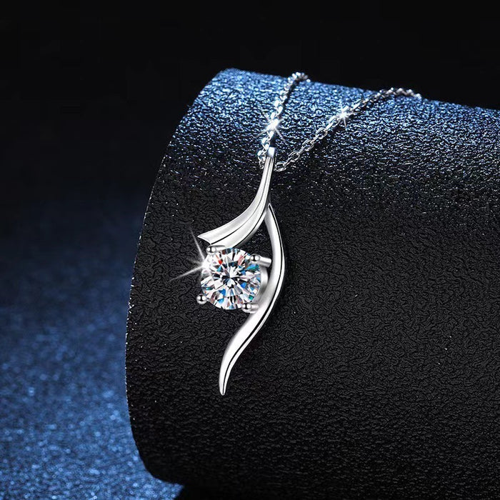 Sterling Silver Diamond Necklace - Classic Four-Claw 1 Carat Pendant for Women
