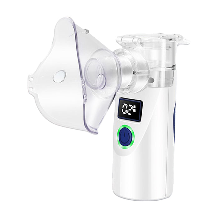 Updated portable ultrasonic nano sprayer by Aquarius Wellness with LED screen, compact design for skincare and hydration.