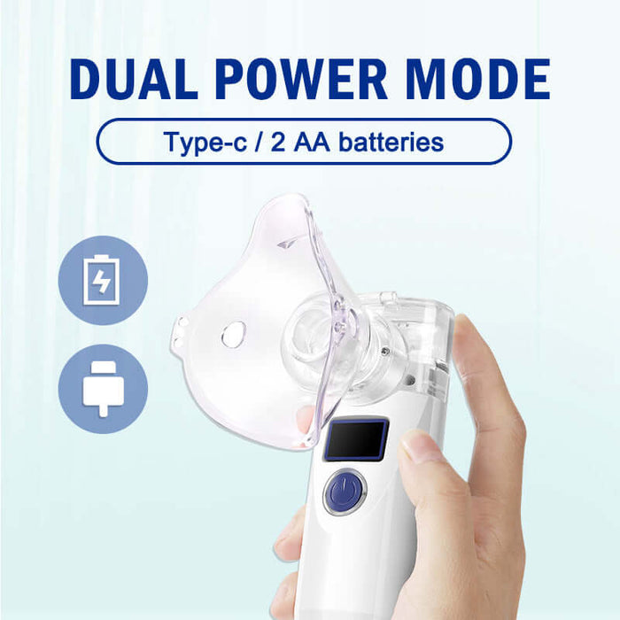 Aquarius Wellness portable ultrasonic nano sprayer with LED screen, compact design, and advanced nano misting technology.