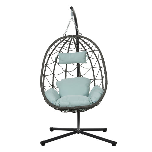 Wicker Hanging Egg Chair with Stand — Indoor & Outdoor Swing Chair