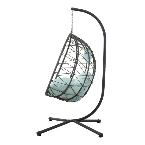 Wicker Hanging Egg Chair with Stand — Indoor & Outdoor Swing Chair