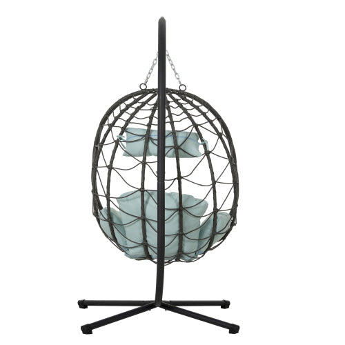 Wicker Hanging Egg Chair with Stand — Indoor & Outdoor Swing Chair