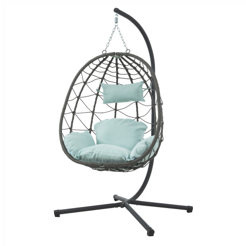 Wicker Hanging Egg Chair with Stand — Indoor & Outdoor Swing Chair