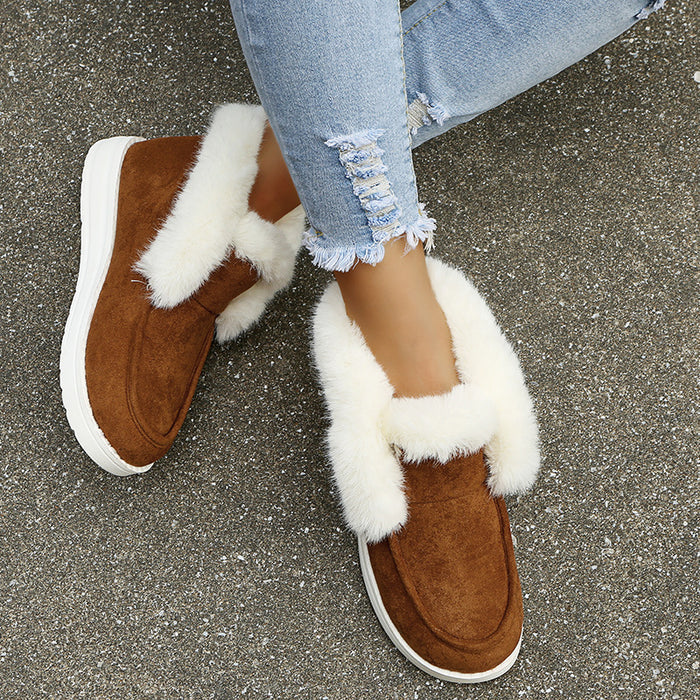 Women’s Plush Fur Ankle Boots – Soft & Warm Winter Footwear