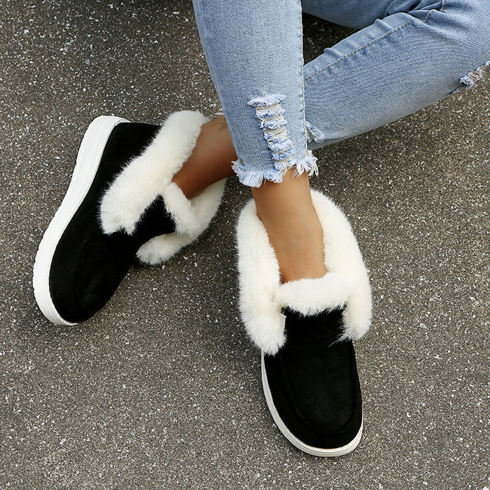 Women’s Plush Fur Ankle Boots – Soft & Warm Winter Footwear