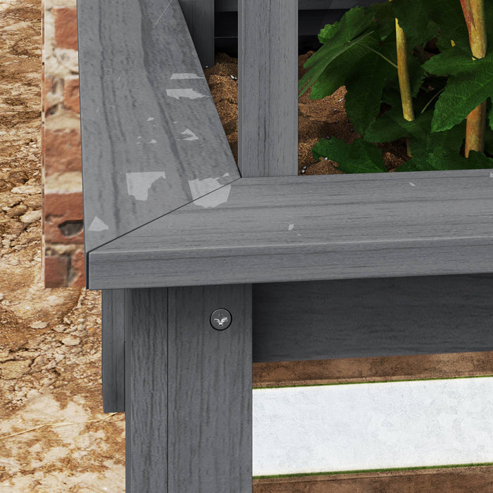Wooden Raised Garden Bed with Trellis — Galvanized Steel Planter Box for Garden & Patio