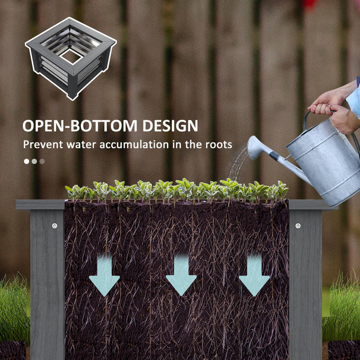 Wooden Raised Garden Bed with Trellis — Galvanized Steel Planter Box for Garden & Patio