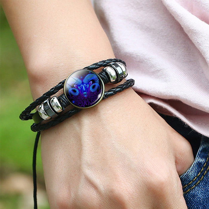 Zodiac Constellation Bracelet - Luminous Glow in the Dark Braided Bracelet for Men, Women & Kids