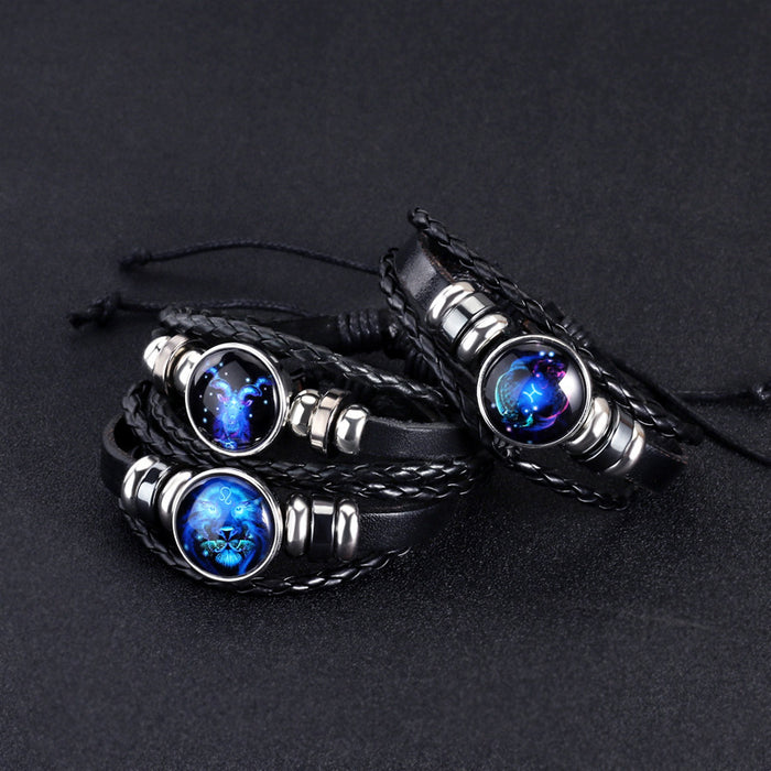 Zodiac Constellation Bracelet - Luminous Glow in the Dark Braided Bracelet for Men, Women & Kids